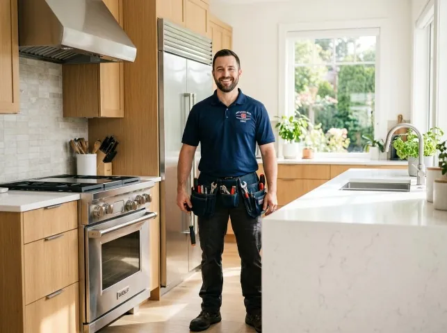 Appliance Repair Hero technician in a Boonville, NC kitchen after an appliance repair